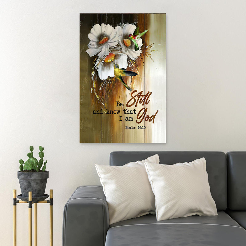 «Flowers & Birds - Be Still And Know That I Am God», reproduction d'art graphique sur toile tendue