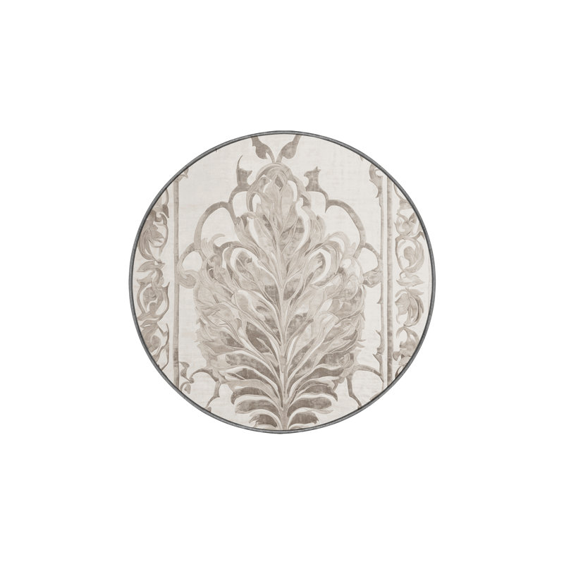 Machine Washable Gray Area Rug, Round 6'