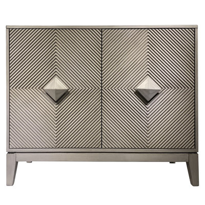 Diamond Shaped Two Door Pulls Cabinet - Dove Grey Finish