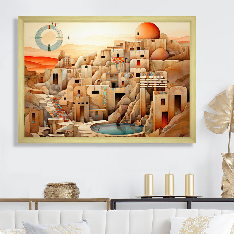 «Native Glorious City Landscape I», reproduction sur toile, Cadre doré simple, H 30 po x l 40 po x P 1,5 po