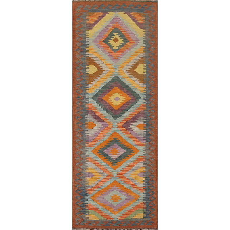 Geometric Kilim Oriental Runner Rug 2x8