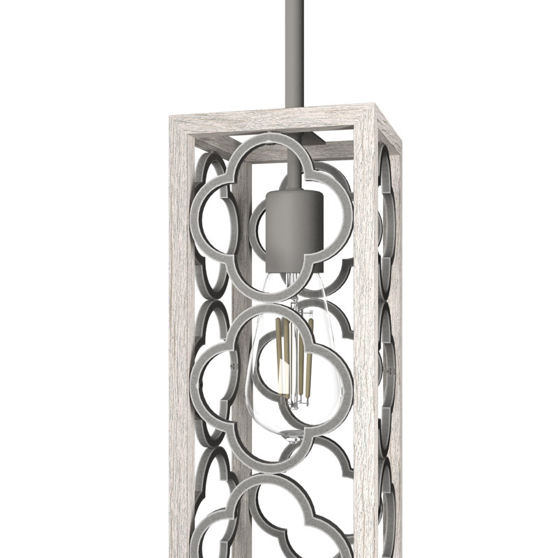 Gablecrest 1 - Light Single Rectangle Pendant, Distressed White/Gray, Gray