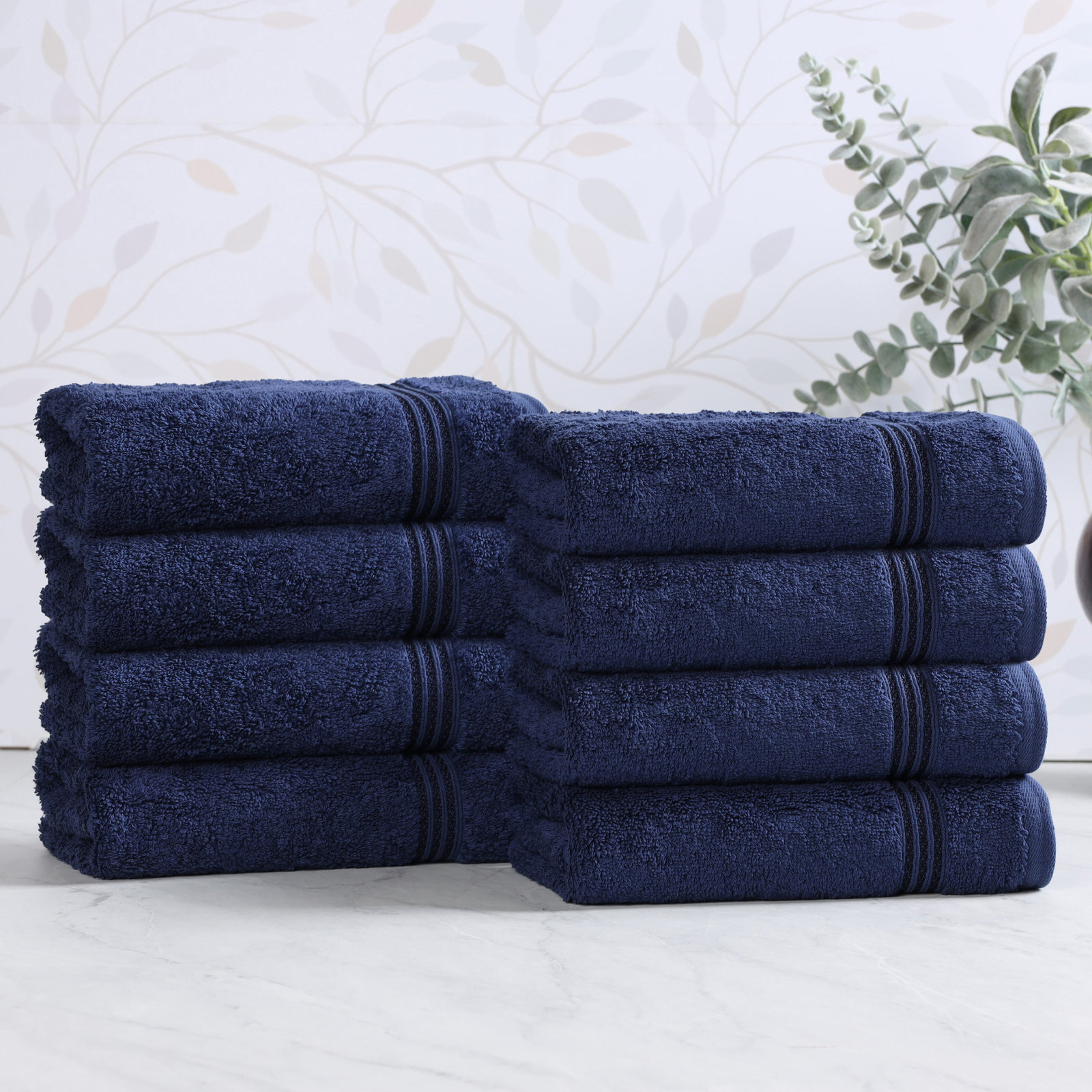Oleg Egyptian Cotton Hand Towel Set, Navy Blue