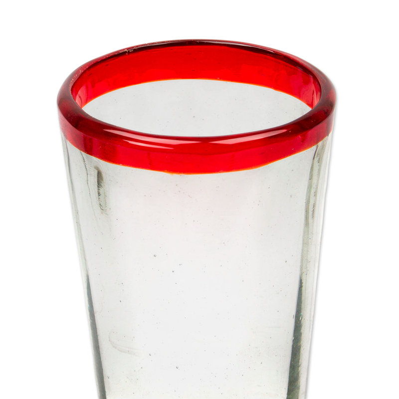 6 verres de collection mexicains recyclés, Rouge rubis