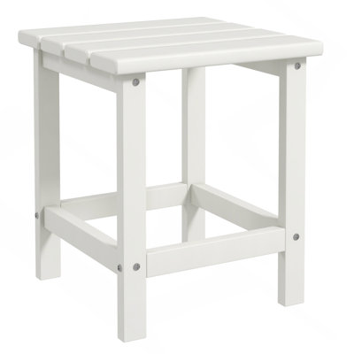 Adirondack Side Table, Square Patio End Table, Weather Resistant 15" Outdoor Table for Porch, Pool, Balcony, White