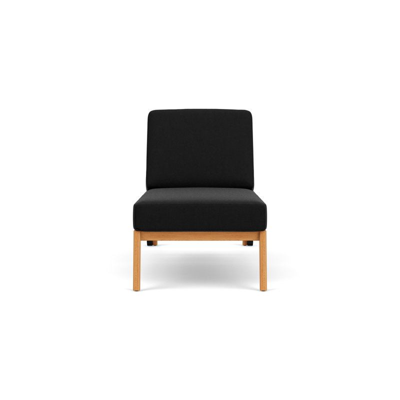 Alpine Outdoor Teak Chaise Lounge, Canvas Black