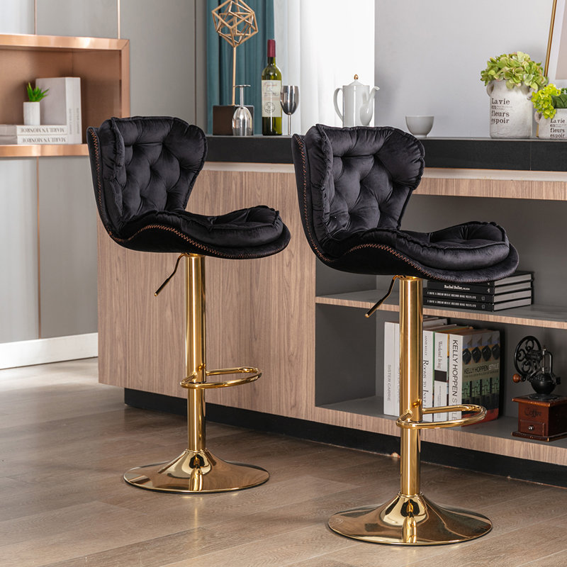 Tabourets de bar rembourrés (ensemble de 2), Noir