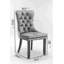 Furniture, Chaise de salle à manger rembourrée en PU et velours avec pieds en bois et garniture cloutée moderne