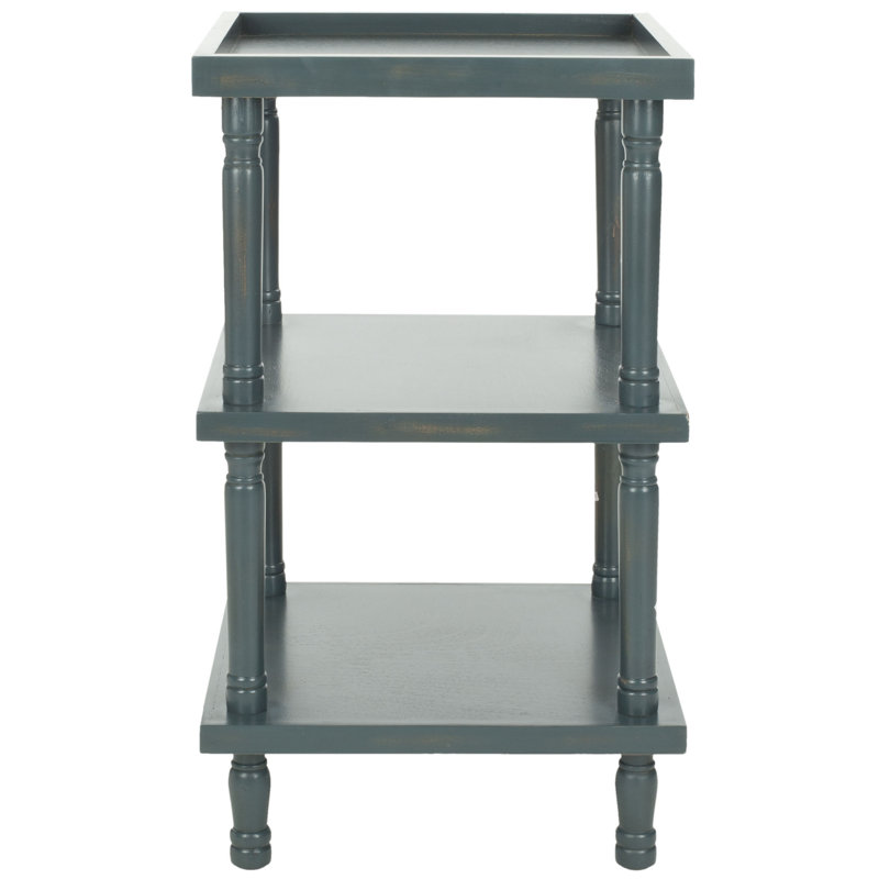 Sadie Solid Wood Tray Top End Table, Dark Teal