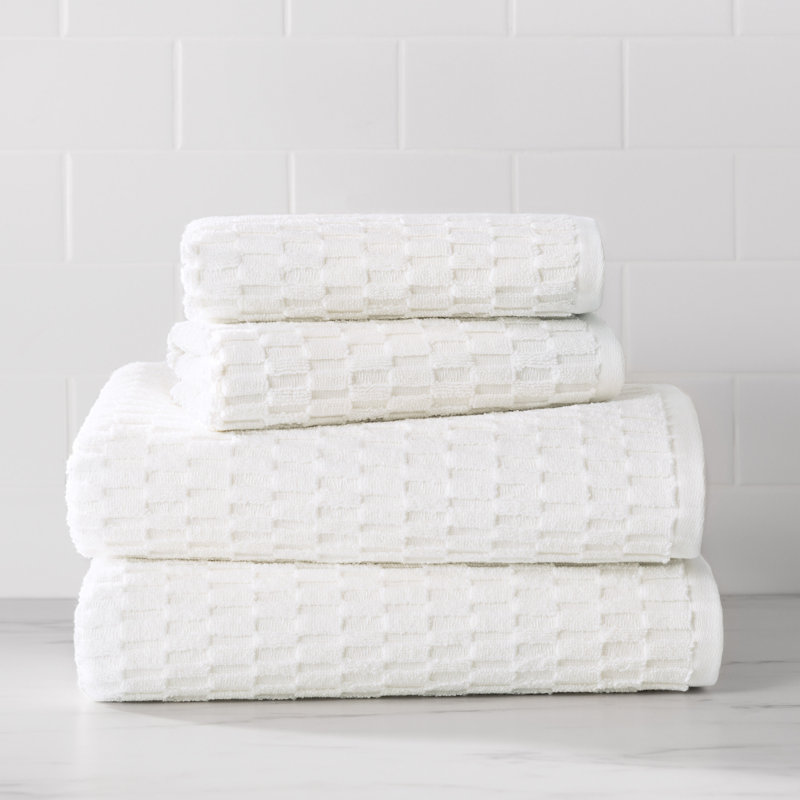 DKNY Metro Tile Quick Dry Bath And Hand Towel 4-Piece Set, White