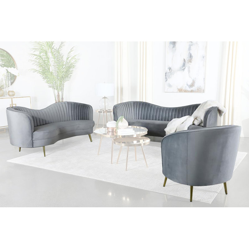 Ensemble de salon en velours 3 pièces