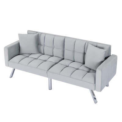 Elegra 74” Multifunctional Convertible Futon Sofa Reclining Convertible Futon Sofa-Light Grey
