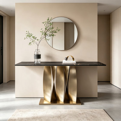 Rectangle Black Sintered Stone Console Table
