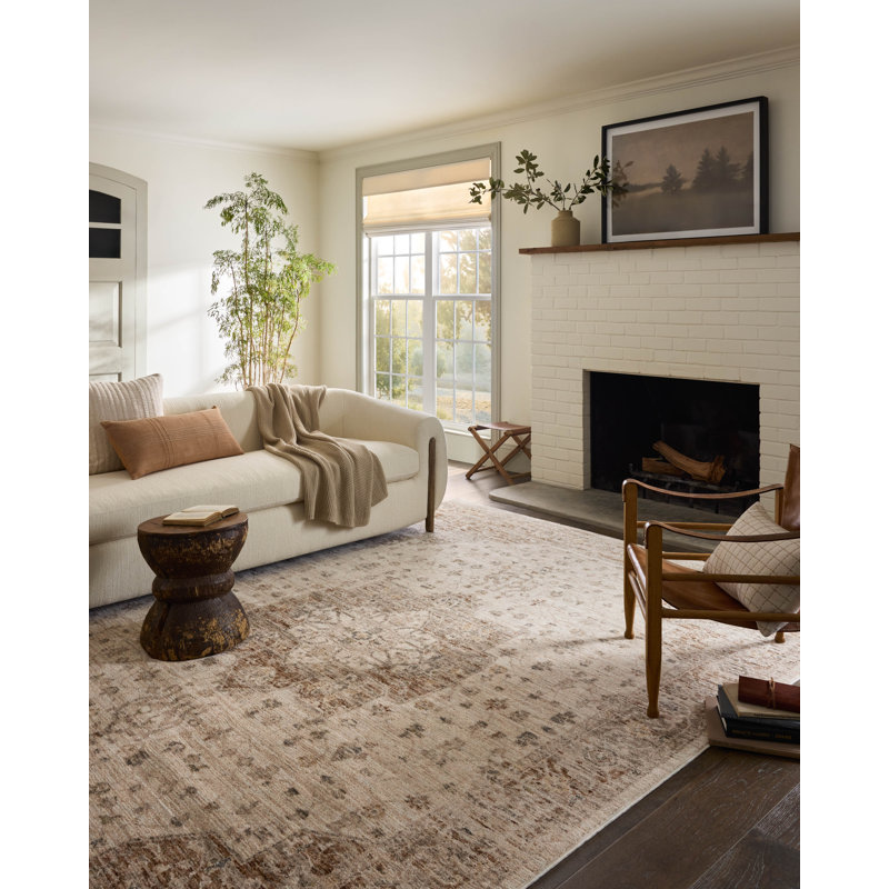 Magnolia Home by Joanna Gaines x Loloi Junie Natural / Clay Area Rug, Rectangle 6'7" x 9'10"