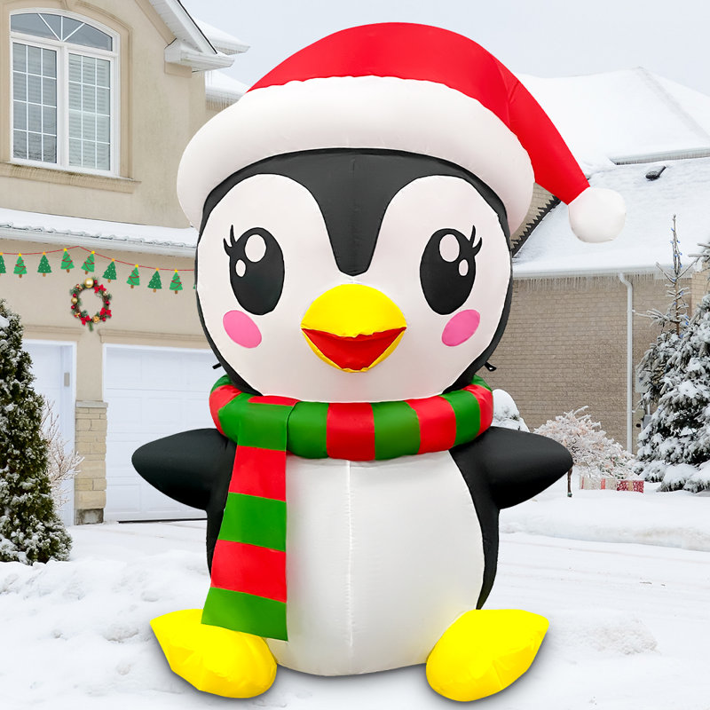 Pingouin gonflable de Noël 5 pi avec chapeau à lumières DEL intégrées