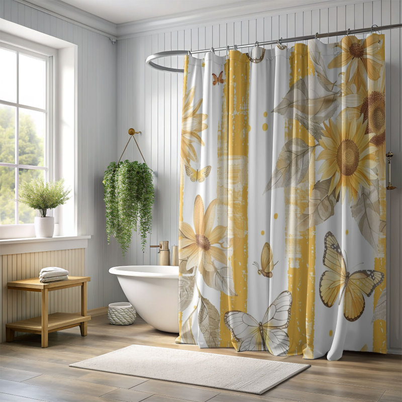 Sun Blooms - Rideau de douche Premium, H 74 po x l 71 po