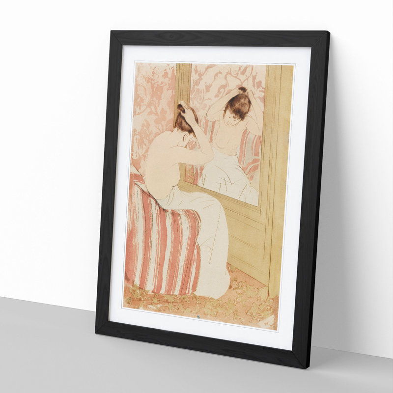 The Coiffure by Mary Cassatt - Picture Frame Graphic Art, 36cm H x 27cm W x 2cm D, Black Framed