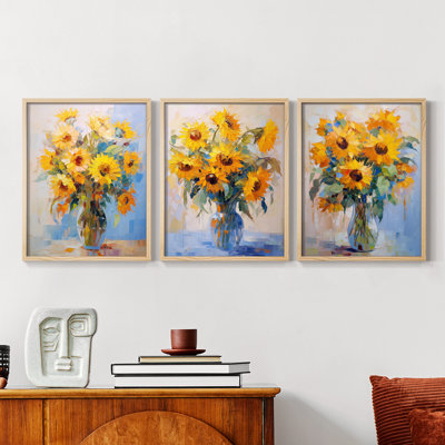 Étude florale CLVI -Set de 3 estampes giclées encadrées -Prêt à