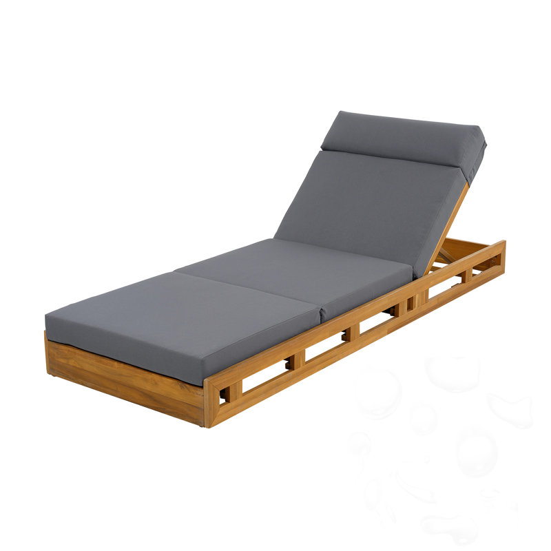 Chaises longues en bois avec dossier réglable, Gris foncé