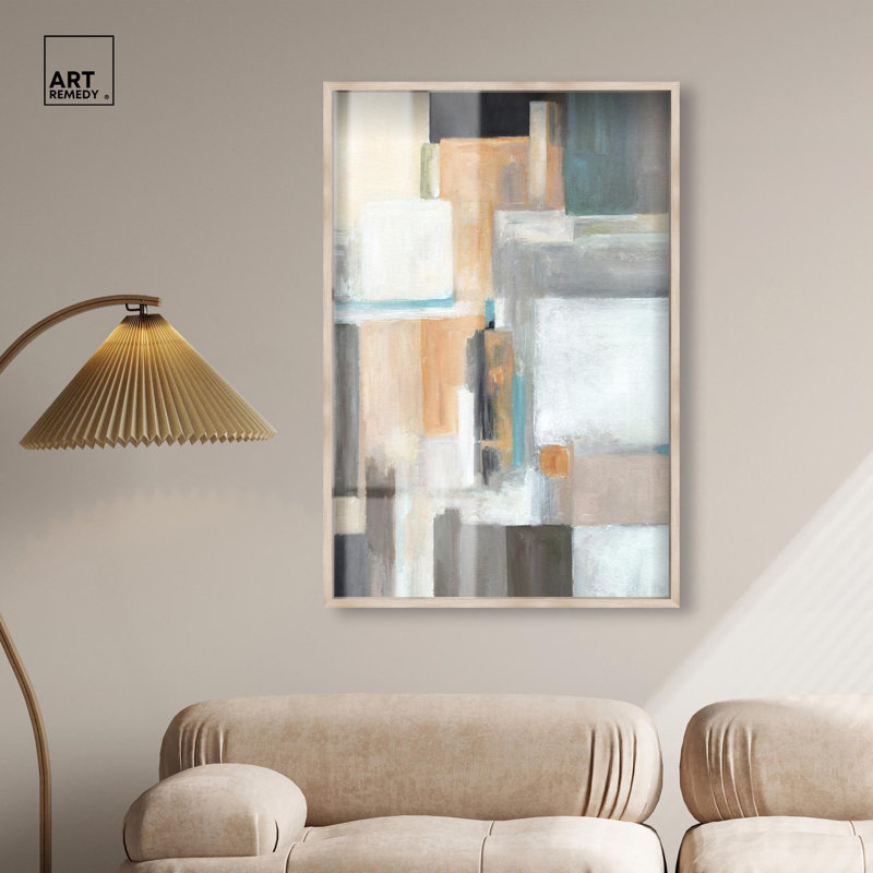 Shaped Silence II - Ira Colmeva Shadowbox Print Boho Wall Decor par Art Remedy, cadre blond, 30 x 45, H 46 po x l 31 po