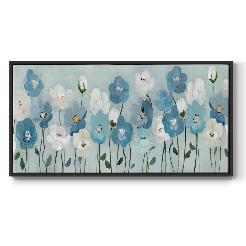 «Blue Meadow», toile tendue avec châssis tendue, prête à être accrochée, H 21 po x l 41 po, Noir