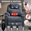 Fauteuil inclinable en polyester avec fonction Power Lift, mécanisme de mouvement robuste avec vibration à 8 points avec fonction de massage et soutien lombaire avec fonction de chauffage, avec port USB et ports de type C, acier inoxydable avec porte-gobelets-2002313761