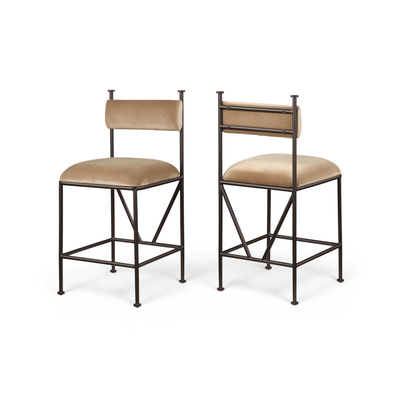 Tabouret de comptoir Monarch, Velours beige