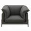 Semi Sofa Chair, Box Edge Design, Black Top Grain Leather, 69 Inch