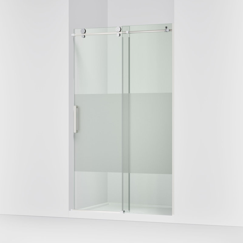 Composed 78 In. H Sliding Shower Door With 3/8 In.-Thick Glass, Silver