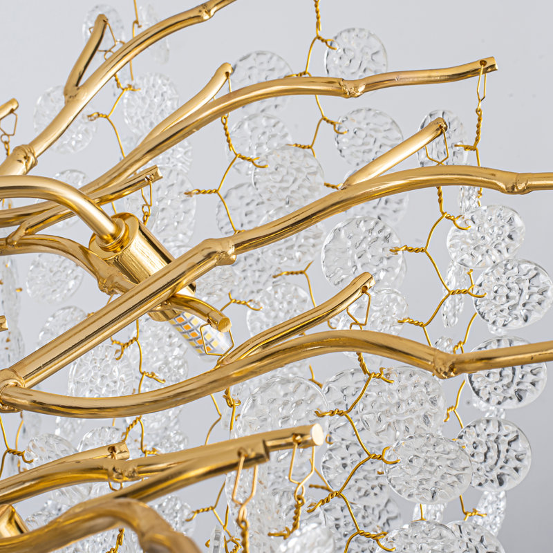 10 - Light Modern Tree Branch Crystal Chandelier Luxury Gold Crystal Pendant Lighting Dimmable Tiered Chandelier