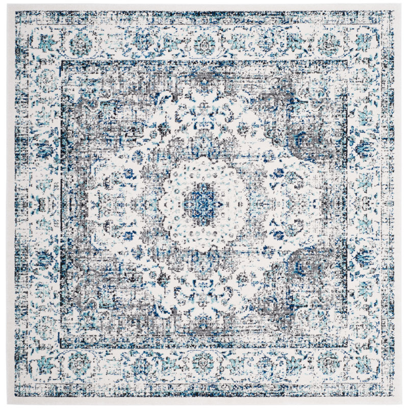 Tapis oriental ivoire / gris Farnborough, Carré 3 pi