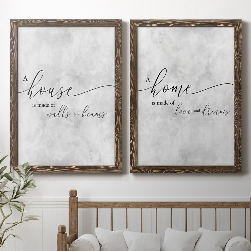 " A House " 2 - Pieces, 32" H x 23" W x 1" D, Walnut Framed Canvas, No Mat
