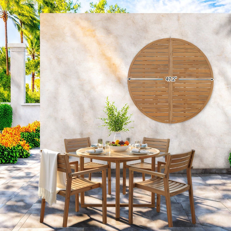 Durable Acacia Wood Patio Dining Sets, Rustic Style For Family Entertaining