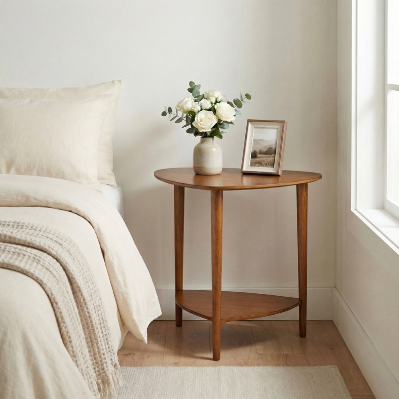 Triangular Wood End Table, Cinnamon