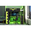 Lit mezzanine double avec bureau intégré et lumières à DEL RVB, lit Pro-Gamer avec prise de courant, grande bibliothèque, panneau perforé, plateau à clavier et tiroir de rangement, 3 couleurs disponibles, vert