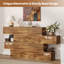 Console de 63 po de style campagnard, table de canapé moderne derrière le canapé, table de couloir à 4 niveaux pour le salon, table de vestibule en bois rustique avec tablettes décalées, design unique, finition noyer