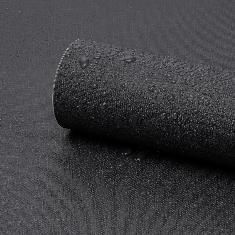 Papier peint auto-adhésif texturé, noir et gris, imperméable et amovible, 15,7 po x 480 po