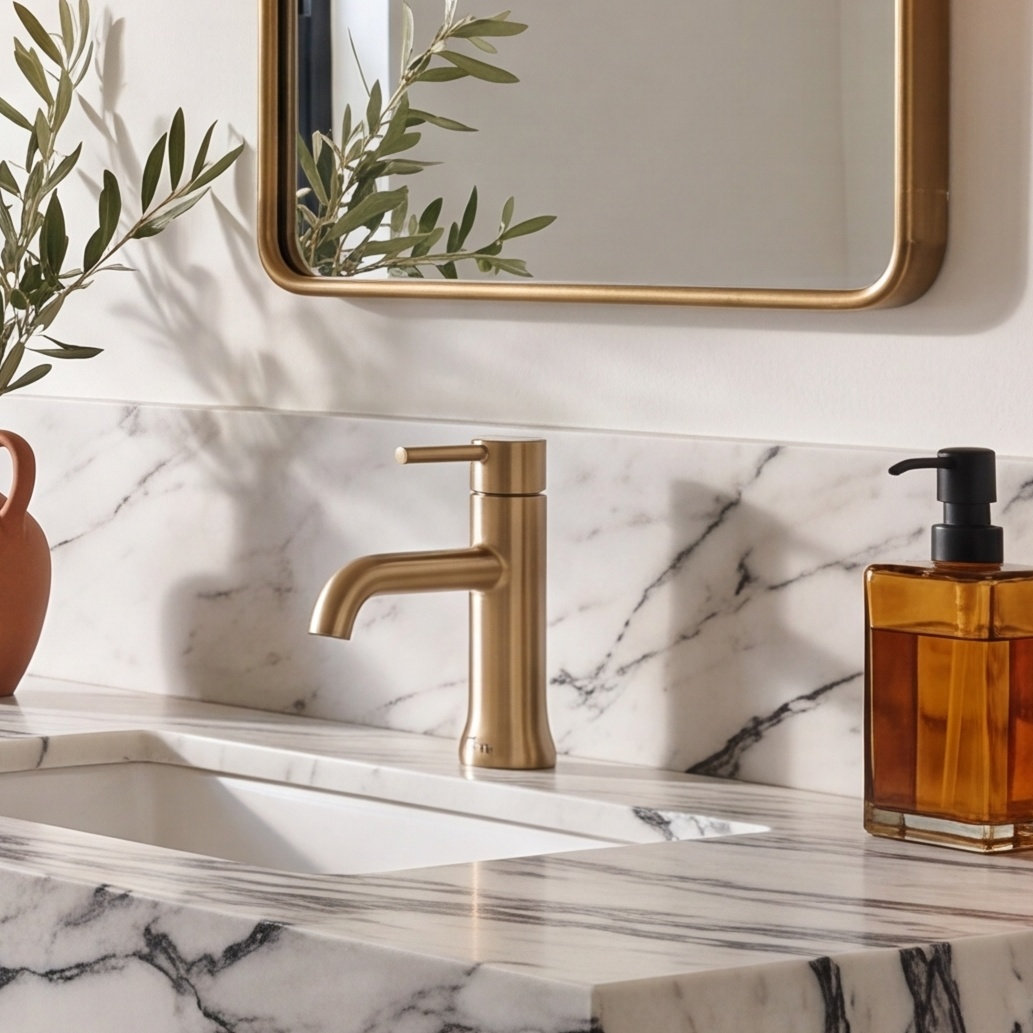Trinsic Single-Handle Bathroom Faucet with Drain, Brilliance Champagne Bronze