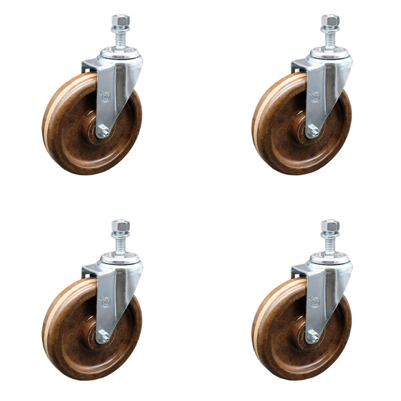 Temp Roue phénolique pivotante 10mm à roulettes à tige filetée SCC