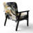 Pastel Abstract With Blue Black & Gold Spots III - Upholstered Modern Pattern Arm Chair, Modern Pattern Accent Chair