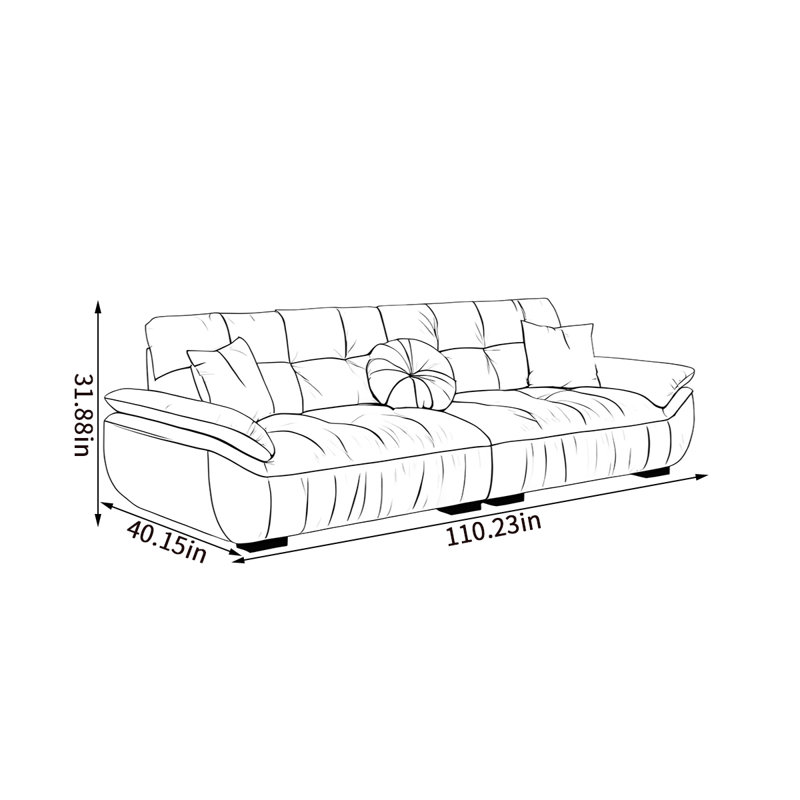 Modern simple light luxury sailing sofa, 31.88" H x 110.23" W x 40.15" D, 4