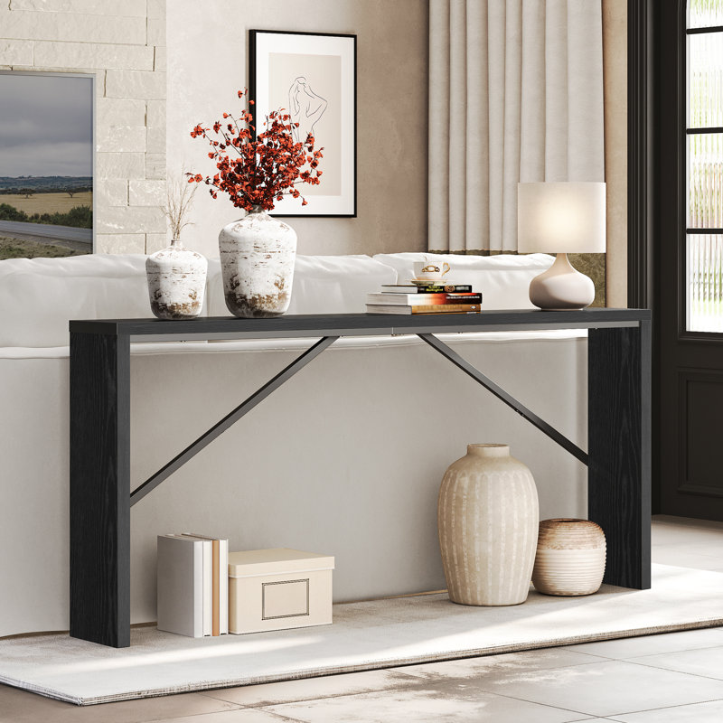 Console Ademara, 31.5" H x 70.9" W x 9.1" D, Noir, noir, noir, noir
