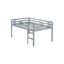 Lit mezzanine double en bois d'hévéa avec échelle, gris