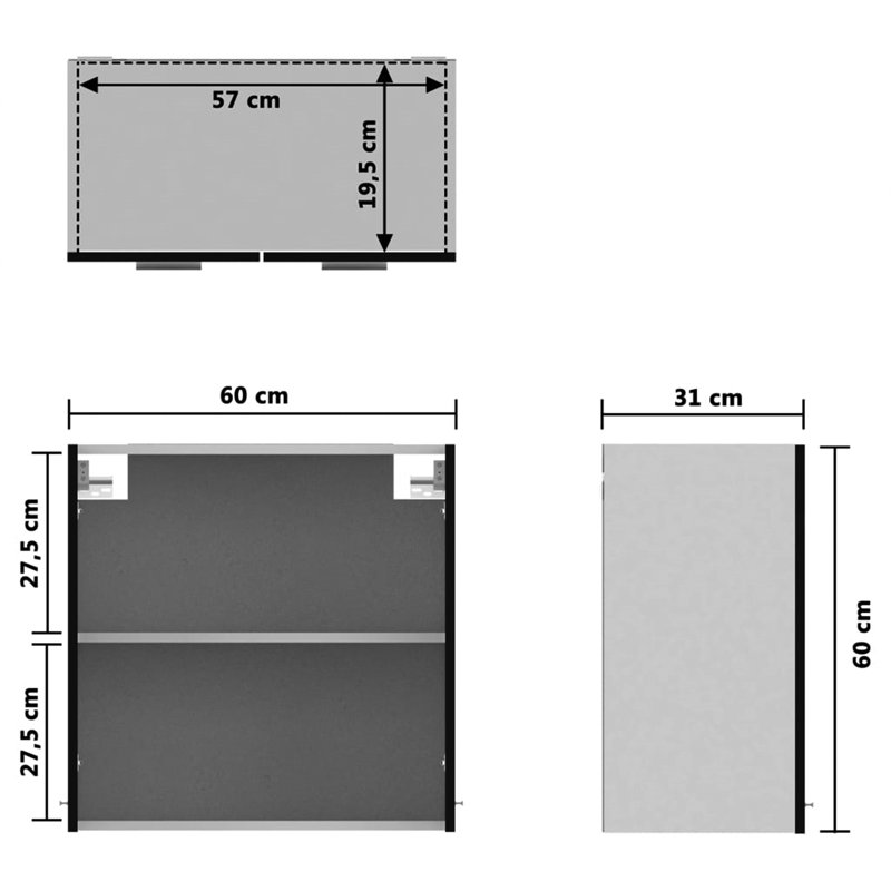 Hanging Cabinet 60X31x60 Cm, Black