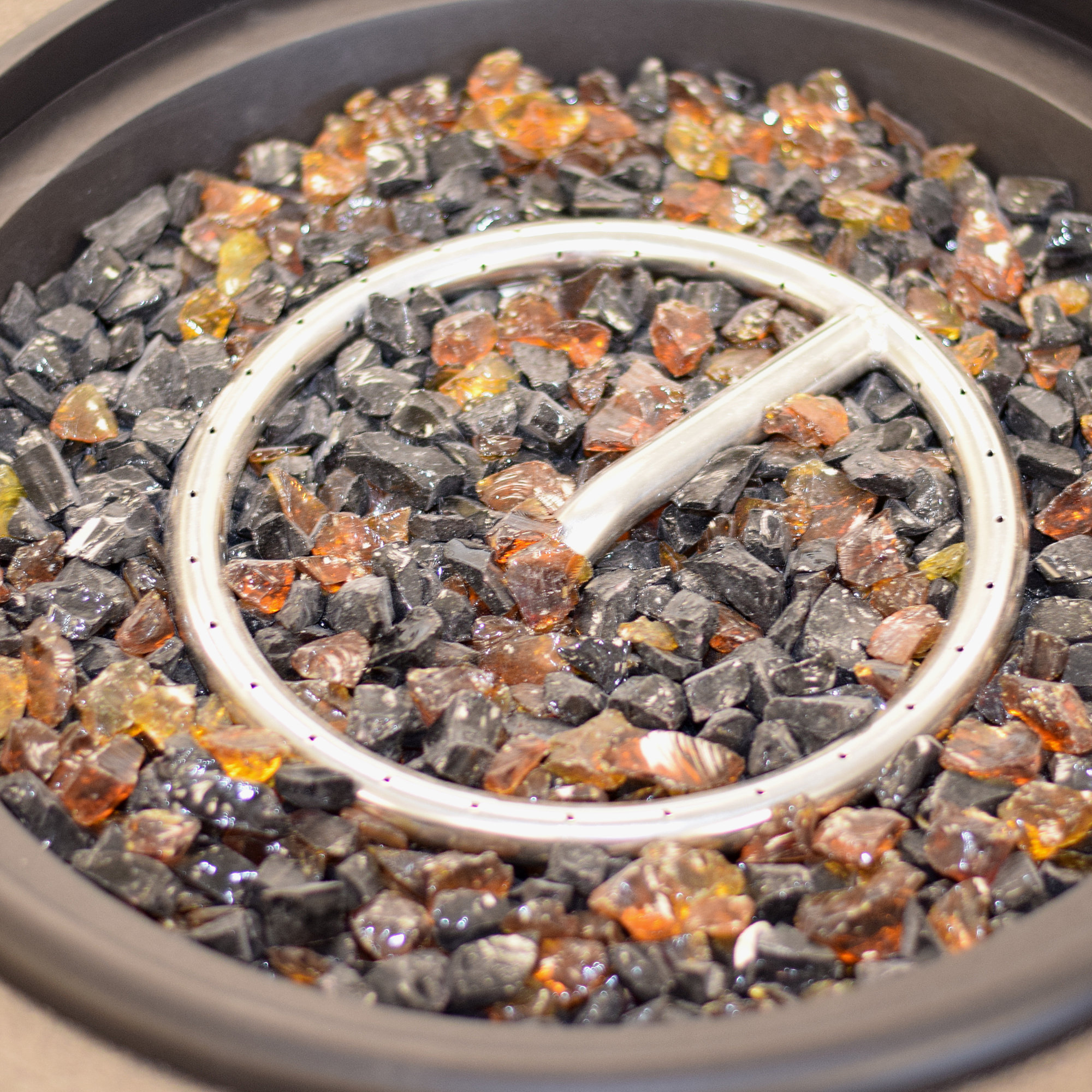 Townsend Round Fire Pit Table, Dark Gray