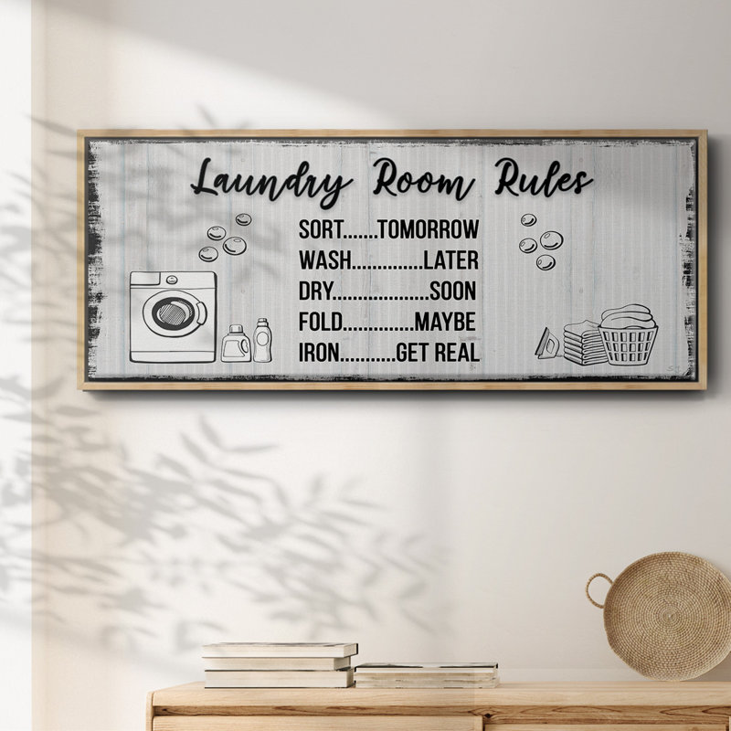 Laundry Room Rules - Toile encadrée, H 24 po x l 60 po