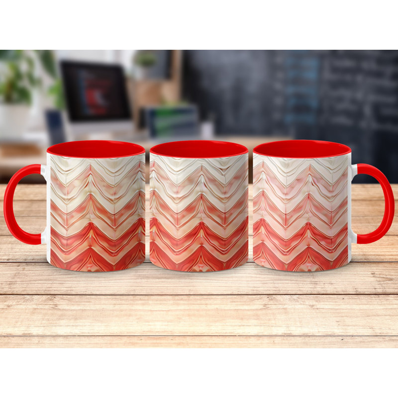 Chevron 11oz Accent Coffee Mug, Red