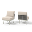 Outdoor Patio Armless Chair With Woven Rattan Wicker