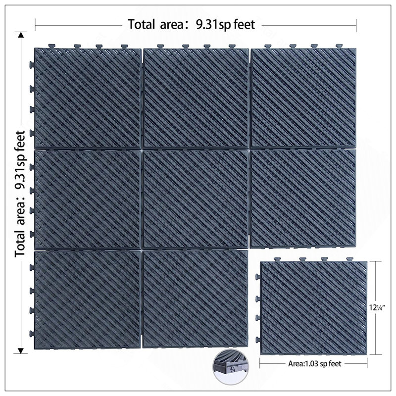 Carreaux de terrasse à emboîtement de patio, plastique composite durable pour une utilisation extérieure et intérieure, installation facile, surface résistante aux intempéries et antidérapante, paquet de 27