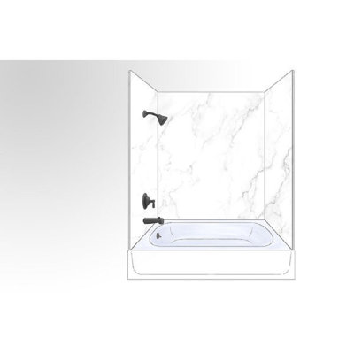 Polymarm 60" W 62" H 33" D Three Wall Composite Shower Tub Wall Panel Surround